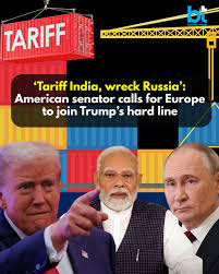 U.S. Senator Lindsey Graham has openly urged Europe to “put #tariffs on # India” for buying Russian oil, accusing #NewDelhi of fueling Vladimir  Putin's war machine. ➡️Graham claimed #DonaldTrump has already signed off