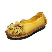 Details About Large Size Flowers Handmade Pu Leather Shoes Women Soft Bottom Flat