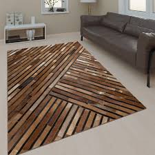 Die farben braun und grau im wohnzimmer zu kombinieren, ist in eine tolle möglichkeit, um eine gemütliche atmosphäre zu schaffen. Wohnzimmer Teppich Leder Wolle Modern Muster Streifen In Braun Grau Schwarz Ebay