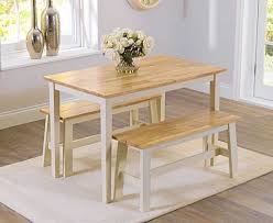 Chiltern 114cm Oak And Cream Dining Table And Benches Compact Dining Table Small Kitchen Tables Small Dining Table