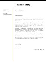 I am a very organised and dedicated person to my work, i like to ensure that i meet my deadlines and i usually am working on a number of different projects at . Etl Developer Cover Letter Template Kickresume
