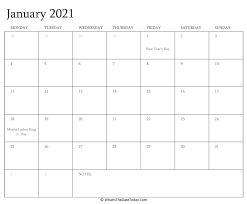 Ready to print, this calendar is absolutely free. Editable Calendar January 2021 With Holidays Whatisthedatetoday Com