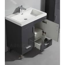 Meuble De Salle De Bain 2 Portes 2 Tiroirs A Poser Gris Laque