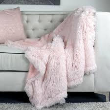 Everly Quinn Kimmons Faux Fur And Flannel Shaggy Fleece Fuzzy Throw Wayfair In 2020 Pink Throw Blanket Fuzzy Blanket Plush Blanket