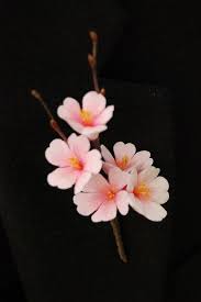 Cherry Blossoms Clay Flower Boutonniere Cherry Blossom Wedding Inspiration Cherry Blossom Wedding Blossom