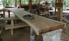 Wood Slab Bar Table 550 X 100 X 110 With Petrifiedwood Washtafel