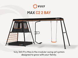 Amazon.com: VULY 360 Pro Max C2-2 Bay Backyard Metal Swing Set with Spin &  Seat Swing Outdoor Playground for Kids and Adults