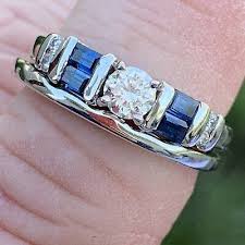 Zales Sapphire And 1 3 Cttw Diamond Engagement Ring And Band Sz 6 White Gold Ebay In 2020 Diamond Engagement Engagement Rings Diamond Engagement Rings