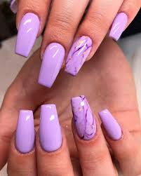 Floral purple nail designs purple nails with stamping technique searching for something cute and fun for your mani? Glitter Purple Coffin Accent Marble Light Nails Cute Long With Nailcute Light Purple Co Acrylic Nails Coffin Short Light Purple Nails Lavender Nails