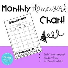 Monthly Homework Charts