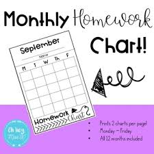 monthly homework charts