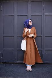 Krep Ikili Kahve Kap Trenckot Casual Hijab Outfit Giyim
