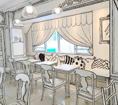 Cafe In Tokyo Was Designed To Look Like The 2d Pages Of A Coloring Book 12 Tomatoes Cafe Interior Design Cafe Interior Cafe Decor