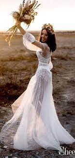See Through White Lace Boho Wedding Dresses Polka Dot Rustic Wedding Gown Awd1352 Boho Wedding Dress Lace Rustic Wedding Gowns Wedding Dresses Lace