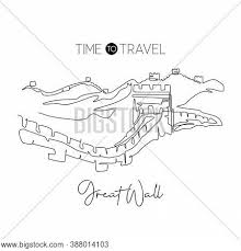 Want to know more about the great wall of china? One Continuous Line Vector Photo Free Trial Bigstock