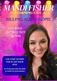 PERFORMING LIVE AT Billing Aquadrome This July 26th 2025 at 7pm! Im so so  excited to be returning to Billing Aquadrome this summer to perform! And  guess what?! You can come and