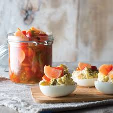 Deviled Eggs With Radish Chow Chow Taste Of The South Recipe Deviled Eggs Summer Picnic Food Hard Cooked Eggs