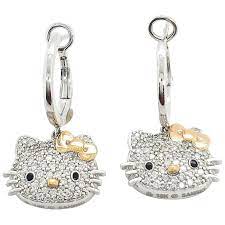 Alex and ani hello kitty pink heart earrings set. Kimora Lee Simmons For Sanrio Hello Kitty Gold And Diamond Earrings At 1stdibs