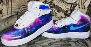 Custom Galaxy Black Air Forces Nike Air Force 1 Mid Galaxy Style Airbrush Painted Shoes Nike Air Nike Air Force Nike