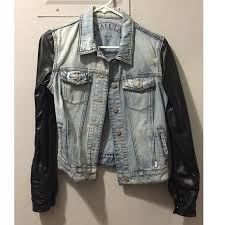 Talula Jean Jacket With Faux Leather Sleeves Leather Sleeve Jackets Jean Jacket