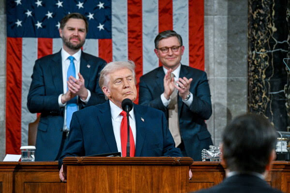 President Trump addressing reporters regarding foreign policy developments in the Middle East.