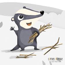 Auch Der Dachs Kommt In Der Eichhornchengeschichte Vor Dachs Kinderbuchillustration Introducing Some Side Characters Of The Squirrel Story The Badger