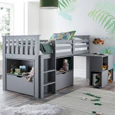 Ireland's largest online supplier of beds with free delivery on all beds. Milo Grey Wooden Mid Sleeper Kids Bed