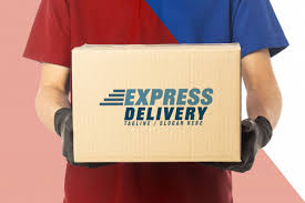 Download Delivery Man Hand In Medical Gloves Holding Blank Cardboard Box Mockup Template Mockup Template Box Mockup Medical Glove