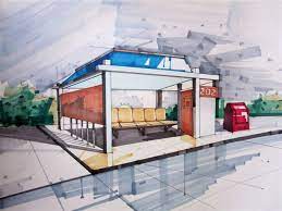 Landscape Sketch Bus Station Bus Stop Design Bus Shelters Architecture Design Concept