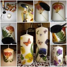 Adding dried flowers to candles. Diy Dried Flowers Decorated Candles