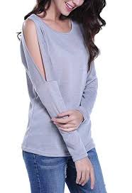 Miss Moly Damen Schulterfrei T Shirt Rundhals Kalt Schulter Tunika Elegant Grau Xs Herbst Outfit Damen Outfit Ideen Mode Herb Outfit Outfits Damen Modestil