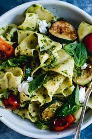 Homemade Pappardelle With Pesto Zucchini Goats Cheese The Brick Kitchen Recipe Homemade Pasta Italian Recipes Healthy Recipes