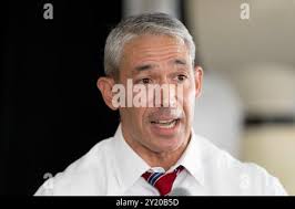 Mayor Ron Nirenberg, City of San Antonio, greets fellow distinguished  guests prior to the Tribute to Freedom sculpture grand opening, Mar. 27,  2019, at the corner of U.S. Highway 90 and Military