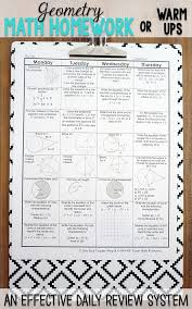 Geometry Homework Or Warm Ups That Provide A Daily Review For Geometry Math Standards This Geometr Spiral Math Homework Daily Math Review Geometry High School