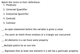 Solved Match The Terms To Their Definitions 1 Predicate Chegg Com