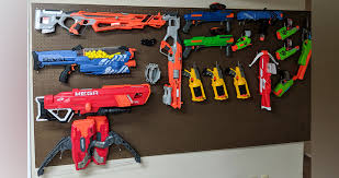 So how can you control the plastic gun population in make this easy diy nerf gun storage rack out of pvc pipe to hang them all in one place! Nerf Gun Wall Project By Taylor At Menards