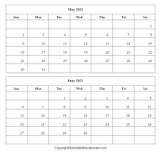 Download the 2021 calendar templates from here to make your own calendar. May June 2021 Calendar Free Printable Template Printable The Calendar