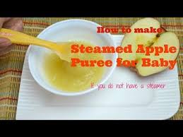 Steamed Apple Puree 5 Months Baby Baby Food Recipes Apple Puree For Baby Fruits Baby Food