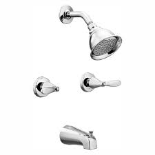 Legend round handle, bowl plate; Moen Adler 2 Handle 1 Spray Tub And Shower Faucet With Valve In Chrome Valve Included The Home Depot Canada