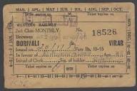 AOP India Western Railway 1977 monthly passenger pass BORIVALI to VIRAR | eBay