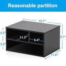 Desktop stand for printer,monitor stand with storage,wood desk organizer,pape. Office Fitueyes Wood Black Printer Stands Workspace Desk Organizers With 4 Storage Business Industrial