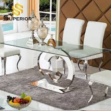 Large modern oak and glass top dining room table with a striking starlike angled base. China Wholesale Cheap Price Stainless Steel Dining Room Table Of Glass Top China Dinner Table Restaurant Table