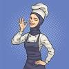 Muslimah chef cartoon (page 1). 1