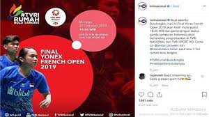 1 day ago · live streaming badminton gratis nonton tvri live streaming badminton hari ini 28 juli 2021. Live Tvri Sport Off 66