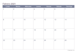 Te mostramos todos los días festivos y días no laborales de 2021 y en qué casos son asuetos, puente o. Calendario Febrero 2021 Para Imprimir Icalendario Net