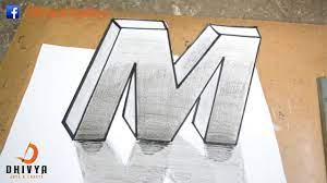 Anamorphic illusion for kids and adults. How To Draw 3d Letter M Drawing With Pencil Youtube