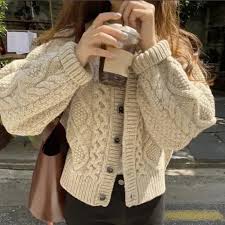 Cárdigan De Punto Grueso Para Mujer, Estilo Retro | Envío gratis