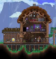 Demolitionist And Arms Dealer S House Made With Chad S Furniture Mod And Jenosis Furniture Food And F Terrarium Base Terraria House Design Terraria Dryad