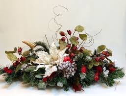 Christmas Centerpiece Decor This Beautiful White Poinsettia Is The Main Att In 2020 Christmas Centerpieces Christmas Table Decorations Christmas Floral Arrangements