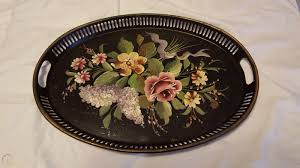 15.75 w x 15.75 d x 1 h $ 395. Vintage Tole Hand Painted Metal Serving Tray Pilgrim Art No 155 17 1 4 1811584506